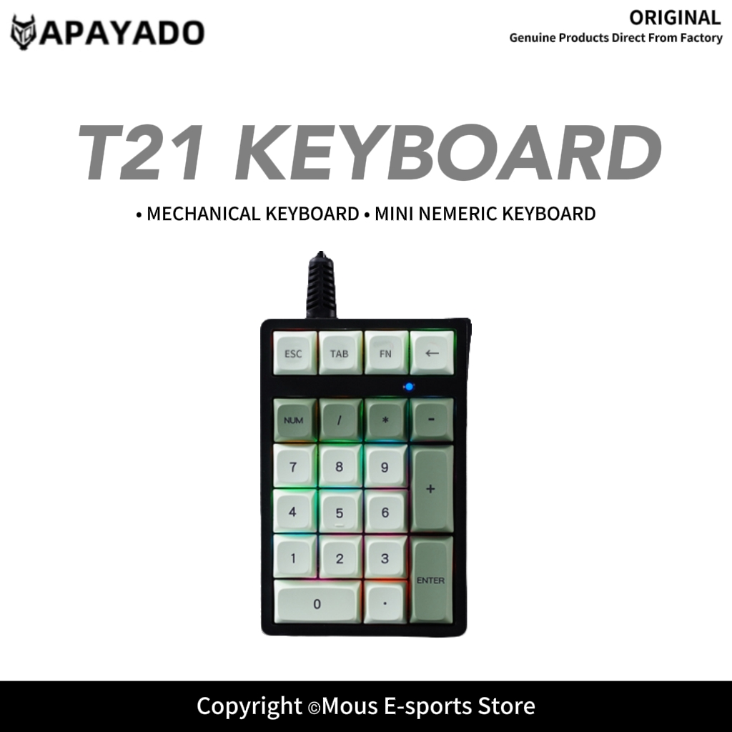 Keyboard Numpad Separate - Klawiatura numeryczna przewodowa T21 APAYADO, niebieskie